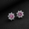 image:imageLuxury Austrian Crystal Flower Stud Earrings for Women Fashion 14K White Gold Plated Hypoallergenic JewelryPink