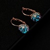 image:imageMulticolored Austrian Crystal Leverback Earrings for Women 14K Gold Plated Dangle Hoop Earrings Hypoallergenic JewelryBlue Green CrystalsRose Goldtone