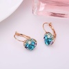 image:imageMulticolored Austrian Crystal Leverback Earrings for Women 14K Gold Plated Dangle Hoop Earrings Hypoallergenic JewelryBlue Green CrystalsRose Goldtone