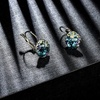 image:imageMulticolored Austrian Crystal Leverback Earrings for Women 14K Gold Plated Dangle Hoop Earrings Hypoallergenic JewelryBlue Green CrystalsSilvertone