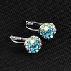 image:imageMulticolored Austrian Crystal Leverback Earrings for Women 14K Gold Plated Dangle Hoop Earrings Hypoallergenic JewelryBlue Green CrystalsSilvertone