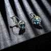 image:imageMulticolored Austrian Crystal Leverback Earrings for Women 14K Gold Plated Dangle Hoop Earrings Hypoallergenic JewelryBlue Green CrystalsSilvertone