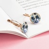image:imageMulticolored Austrian Crystal Leverback Earrings for Women 14K Gold Plated Dangle Hoop Earrings Hypoallergenic JewelryBlue Main CrystalRose Goldtone