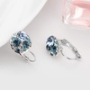 image:imageMulticolored Austrian Crystal Leverback Earrings for Women 14K Gold Plated Dangle Hoop Earrings Hypoallergenic JewelryBlue Main CrystalSilvertone