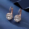 image:imageMulticolored Austrian Crystal Leverback Earrings for Women 14K Gold Plated Dangle Hoop Earrings Hypoallergenic JewelryClear White Rose Goldtone