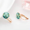 image:imageMulticolored Austrian Crystal Leverback Earrings for Women 14K Gold Plated Dangle Hoop Earrings Hypoallergenic JewelryGreen Main CrystalRose Goldtone