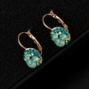 image:imageMulticolored Austrian Crystal Leverback Earrings for Women 14K Gold Plated Dangle Hoop Earrings Hypoallergenic JewelryGreen Main CrystalRose Goldtone
