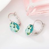 image:imageMulticolored Austrian Crystal Leverback Earrings for Women 14K Gold Plated Dangle Hoop Earrings Hypoallergenic JewelryGreen Main CrystalSilvertone