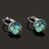 image:imageMulticolored Austrian Crystal Leverback Earrings for Women 14K Gold Plated Dangle Hoop Earrings Hypoallergenic JewelryGreen Main CrystalSilvertone