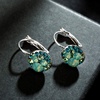 image:imageMulticolored Austrian Crystal Leverback Earrings for Women 14K Gold Plated Dangle Hoop Earrings Hypoallergenic JewelryGreen Main CrystalSilvertone