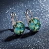 image:imageMulticolored Austrian Crystal Leverback Earrings for Women 14K Gold Plated Dangle Hoop Earrings Hypoallergenic JewelryGreen Main CrystalSilvertone