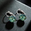 image:imageMulticolored Austrian Crystal Leverback Earrings for Women 14K Gold Plated Dangle Hoop Earrings Hypoallergenic JewelryGreen Main CrystalSilvertone