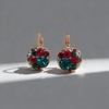 image:imageMulticolored Austrian Crystal Leverback Earrings for Women 14K Gold Plated Dangle Hoop Earrings Hypoallergenic JewelryGreen Red Main Crystals  Christmas Glow
