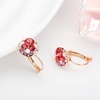 image:imageMulticolored Austrian Crystal Leverback Earrings for Women 14K Gold Plated Dangle Hoop Earrings Hypoallergenic JewelryPink Main CrystalRose Goldtone
