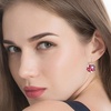 image:imageMulticolored Austrian Crystal Leverback Earrings for Women 14K Gold Plated Dangle Hoop Earrings Hypoallergenic JewelryPink Main CrystalRose Goldtone