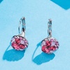 image:imageMulticolored Austrian Crystal Leverback Earrings for Women 14K Gold Plated Dangle Hoop Earrings Hypoallergenic JewelryPink Red CrystalsSilvertone