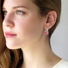 image:imageMulticolored Austrian Crystal Leverback Earrings for Women 14K Gold Plated Dangle Hoop Earrings Hypoallergenic JewelryPink Red CrystalsSilvertone