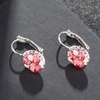 image:imageMulticolored Austrian Crystal Leverback Earrings for Women 14K Gold Plated Dangle Hoop Earrings Hypoallergenic JewelryPink Red CrystalsSilvertone