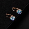 image:imageMulticolored Austrian Crystal Leverback Earrings for Women 14K Gold Plated Dangle Hoop Earrings Hypoallergenic JewelryPurple Main CrystalRose Goldtone