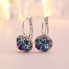 image:imageMulticolored Austrian Crystal Leverback Earrings for Women 14K Gold Plated Dangle Hoop Earrings Hypoallergenic JewelryPurple Main CrystalSilvertone