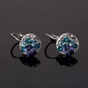 image:imageMulticolored Austrian Crystal Leverback Earrings for Women 14K Gold Plated Dangle Hoop Earrings Hypoallergenic JewelryPurple Main CrystalSilvertone