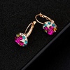 image:imageMulticolored Austrian Crystal Leverback Earrings for Women 14K Gold Plated Dangle Hoop Earrings Hypoallergenic JewelryRose Main CrystalRose Goldtone