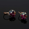 image:imageMulticolored Austrian Crystal Leverback Earrings for Women 14K Gold Plated Dangle Hoop Earrings Hypoallergenic JewelryRose Main CrystalRose Goldtone