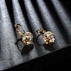 image:imageMulticolored Austrian Crystal Leverback Earrings for Women 14K Gold Plated Dangle Hoop Earrings Hypoallergenic JewelryYellow Main CrystalRose Goldtone
