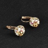 image:imageMulticolored Austrian Crystal Leverback Earrings for Women 14K Gold Plated Dangle Hoop Earrings Hypoallergenic JewelryYellow Main CrystalRose Goldtone
