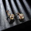 image:imageMulticolored Austrian Crystal Leverback Earrings for Women 14K Gold Plated Dangle Hoop Earrings Hypoallergenic JewelryYellow Main CrystalRose Goldtone