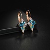 image:imageMulticolored Austrian Crystal Rhombus Drop Earrings for Women 14K Gold Plated Leverback Huggie Earrings Hypoallergenic Jewelry GiftBlue Green CrystalsRose Goldtone