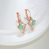 image:imageMulticolored Austrian Crystal Rhombus Drop Earrings for Women 14K Gold Plated Leverback Huggie Earrings Hypoallergenic Jewelry GiftGreen OpalAurora Borealis Crystal