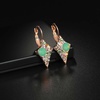 image:imageMulticolored Austrian Crystal Rhombus Drop Earrings for Women 14K Gold Plated Leverback Huggie Earrings Hypoallergenic Jewelry GiftGreen OpalAurora Borealis Crystal