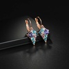 image:imageMulticolored Austrian Crystal Rhombus Drop Earrings for Women 14K Gold Plated Leverback Huggie Earrings Hypoallergenic Jewelry GiftPurple Main CrystalRose Goldtone