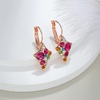 image:imageMulticolored Austrian Crystal Rhombus Drop Earrings for Women 14K Gold Plated Leverback Huggie Earrings Hypoallergenic Jewelry GiftRose Main CrystalRose Goldtone