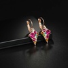 image:imageMulticolored Austrian Crystal Rhombus Drop Earrings for Women 14K Gold Plated Leverback Huggie Earrings Hypoallergenic Jewelry GiftRose Main CrystalRose Goldtone
