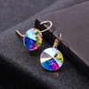 image:imageRound Austrian Crystal Drop Leverback Earrings for Women 14K Gold Plated Hypoallergenic EarringsAurora Borealis