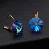 image:imageRound Austrian Crystal Drop Leverback Earrings for Women 14K Gold Plated Hypoallergenic EarringsBermuda Blue