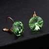 image:imageRound Austrian Crystal Drop Leverback Earrings for Women 14K Gold Plated Hypoallergenic EarringsFern Green