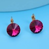 image:imageRound Austrian Crystal Drop Leverback Earrings for Women 14K Gold Plated Hypoallergenic EarringsFuchsia
