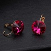 image:imageRound Austrian Crystal Drop Leverback Earrings for Women 14K Gold Plated Hypoallergenic EarringsFuchsia