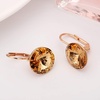 image:imageRound Austrian Crystal Drop Leverback Earrings for Women 14K Gold Plated Hypoallergenic EarringsLight Topaz