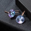 image:imageRound Austrian Crystal Drop Leverback Earrings for Women 14K Gold Plated Hypoallergenic EarringsVitrail Light