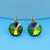 image:imageRound Austrian Crystal Drop Leverback Earrings for Women 14K Gold Plated Hypoallergenic EarringsVitrail Medium