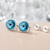image:imageRound Austrian Crystal Stud Earrings for Women Fashion 925 Sterling Silver Hypoallergenic JewelryAquamarine