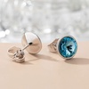 image:imageRound Austrian Crystal Stud Earrings for Women Fashion 925 Sterling Silver Hypoallergenic JewelryAquamarine