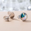 image:imageRound Austrian Crystal Stud Earrings for Women Fashion 925 Sterling Silver Hypoallergenic JewelryAurora Borealis