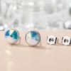 image:imageRound Austrian Crystal Stud Earrings for Women Fashion 925 Sterling Silver Hypoallergenic JewelryAurora Borealis