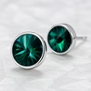 image:imageRound Austrian Crystal Stud Earrings for Women Fashion 925 Sterling Silver Hypoallergenic JewelryEmerald