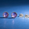 image:imageRound Austrian Crystal Stud Earrings for Women Fashion 925 Sterling Silver Hypoallergenic JewelryTanzanite